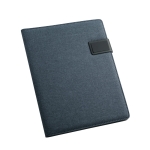 Exclusive writing case, imitation linen & leather + pad, A4 Grid blue colour