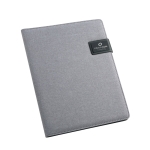 Exclusive writing case, imitation linen & leather + pad, A4 Grid grey colour image with logo