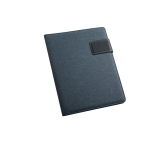 Polyester and leather document folder notepad, A5 blue colour