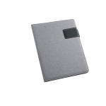 Polyester and leather document folder notepad, A5 grey colour