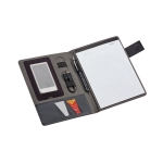 Polyester and leather document folder notepad, A5 grey colour third view