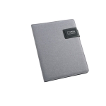 Polyester and leather document folder notepad, A5 grey colour image with logo