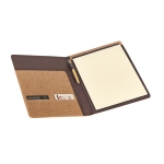 Sustainable writing case from cork with notepad and pen, A4 natural colour third view