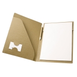 Cardboard writing folder with notepad for employees, A4 natural colour third view