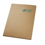 Cardboard writing folder with notepad for employees, A4 natural colour image with logo