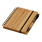 Spiral notebook recycled paper & bamboo pen, A5 natural colour