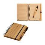 Spiral notebook recycled paper & bamboo pen, A5 various colours