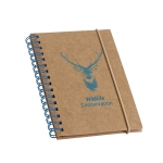 Small notebook with cover & lined recycled paper, A6 light blue colour image with logo