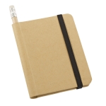 Cardboard notebook with recycled paper and pencil, A7 natural colour