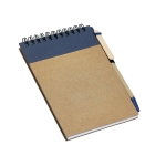 Notepad with hardcover and recycled paper and pen, A6 blue colour