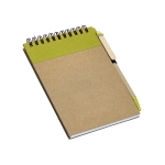 Notepad with hardcover and recycled paper and pen, A6 light-green colour