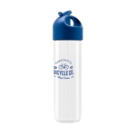 Sports bottle with screw cap and straw, 500 ml, Colortop royal blue colour image with logo