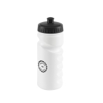 Plastic drinking bottle, 100% recyclable, 530 ml black colour image with logo