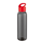 Elegant black company bottle with coloured lid, 600 ml red colour