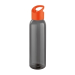 Elegant black company bottle with coloured lid, 600 ml orange colour