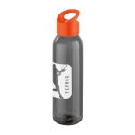 Elegant black company bottle with coloured lid, 600 ml orange colour image with logo