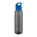 Elegant black company bottle with coloured lid, 600 ml royal blue colour