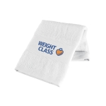 White cotton sports towel, 430 g/m2, Sports white colour image with logo