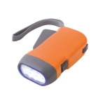 Flashlight with dynamo with 3 LED lights, LED Presslight orange colour