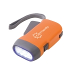 Flashlight with dynamo with 3 LED lights, LED Presslight orange colour image with logo