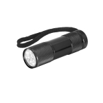 Coloured aluminium flashlight with 9 LEDs and strap black colour