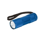 Coloured aluminium flashlight with 9 LEDs and strap blue colour