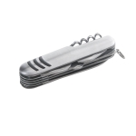 Steel pocket knife with 11 functions and non-slip surface silver colour