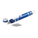 Pen-shaped metal holder with 8 screwdrivers royal blue colour third view