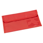 Document bag for travel documents with viewing window red colour