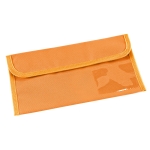 Document bag for travel documents with viewing window orange colour