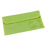 Document bag for travel documents with viewing window light-green colour