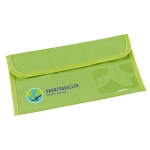 Document bag for travel documents with viewing window light-green colour image with logo