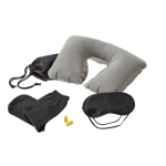 Travel set with pillow, sleep mask, earplugs and socks black colour