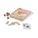 Dominoes Mikado cards, dice games in wooden box multicolour colour