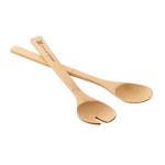 Practical salad servers, Bamboo natural colour image with logo