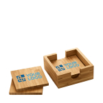 Set of 4 bamboo coasters with storage box main view