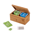 Bamboo tea box for 20 tea bags, Small Tea Party wood colour