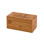 Bamboo tea box for 20 tea bags, Small Tea Party natural colour image with logo