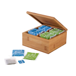 Bamboo tea box with 4 compartments 40 tea bag, Tea Party wood colour