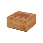 Bamboo tea box with 4 compartments 40 tea bag, Tea Party natural colour image with logo