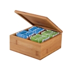 Bamboo tea box with 4 compartments 40 tea bag, Tea Party natural colour third view