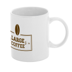 Promotional white ceramic mug with trendy design, 350 ml white colour image with logo