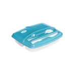 Tupperware set , PP with cutlery, sizes: 250, 270 and 470 ml light blue colour image with logo