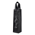 Black non-woven wine bottle bag, 80 g/m2 black colour image with logo