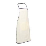 Cotton apron with pocket and coloured details, Eco blue colour