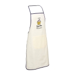 Cotton apron with pocket and coloured details, Eco blue colour image with logo