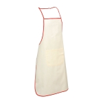 Cotton apron with pocket and coloured details, Eco red colour