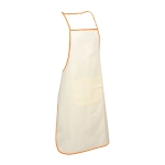 Cotton apron with pocket and coloured details, Eco orange colour