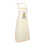 Cotton apron with pocket and coloured details, Eco orange colour image with logo