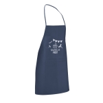 Non-woven cooking apron with pocket and straps blue colour image with logo